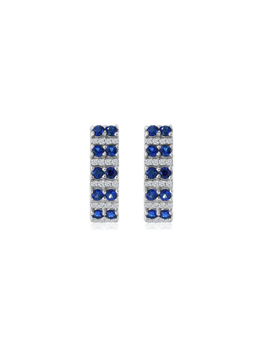 Aretes Asteria con Zafiro Azul en Plata 925 y Baño de oro blanco de 18 kt.