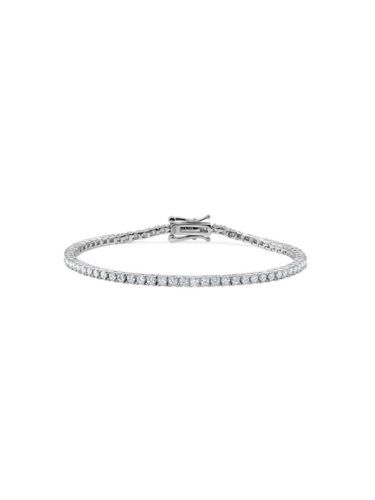 Brazalete Tennis 2mm con Diamante Moissanite en Plata 925 y Baño de Oro Blanco de 18 kt.