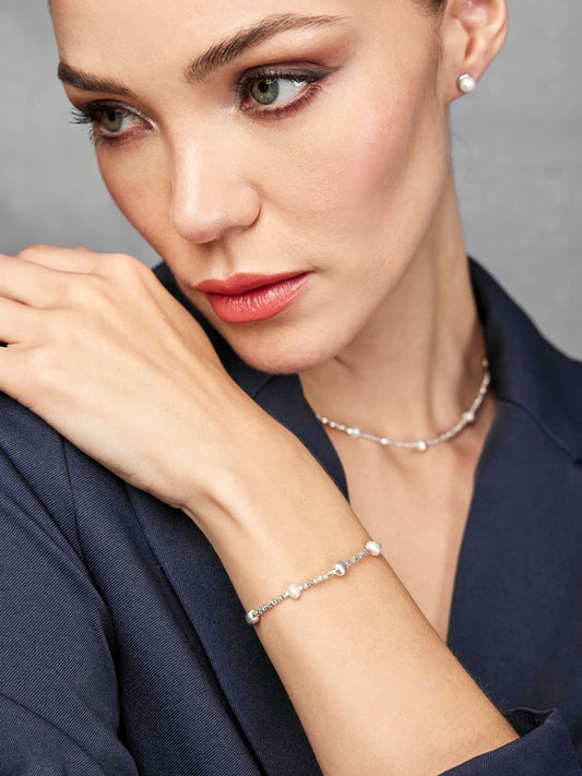 Pulsera Júpiter con Perlas y Cuentas de Plata 925