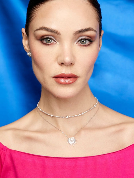 Collar Júpiter con Perlas y Cuentas de Plata 925