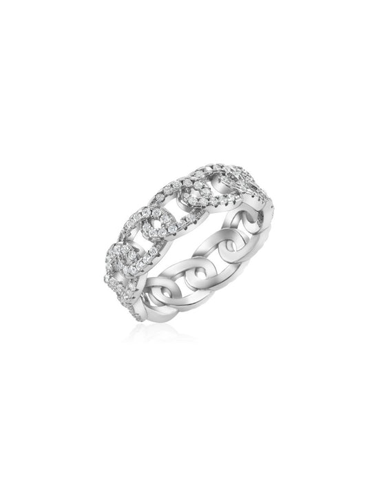 Anillo Órbita con Zirconia en Plata 925 y Baño de Oro Blanco de 18 kt.