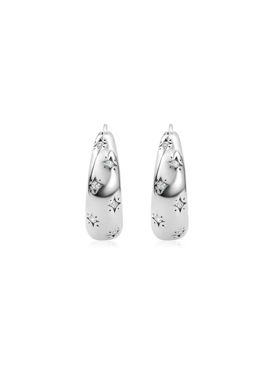 Arracadas Firmamento con Zirconia 5A en Plata 925 y Baño de Oro Blanco de 18 kt.