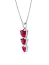 Collar Corazones con Rubi en Plata 925 y Baño de Oro Blanco de 18 kt.