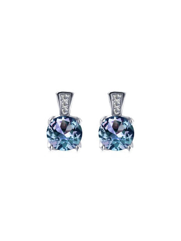 Aretes Nova con Alejandrita en Plata 925 y Baño de Oro Blanco de 18 kt.