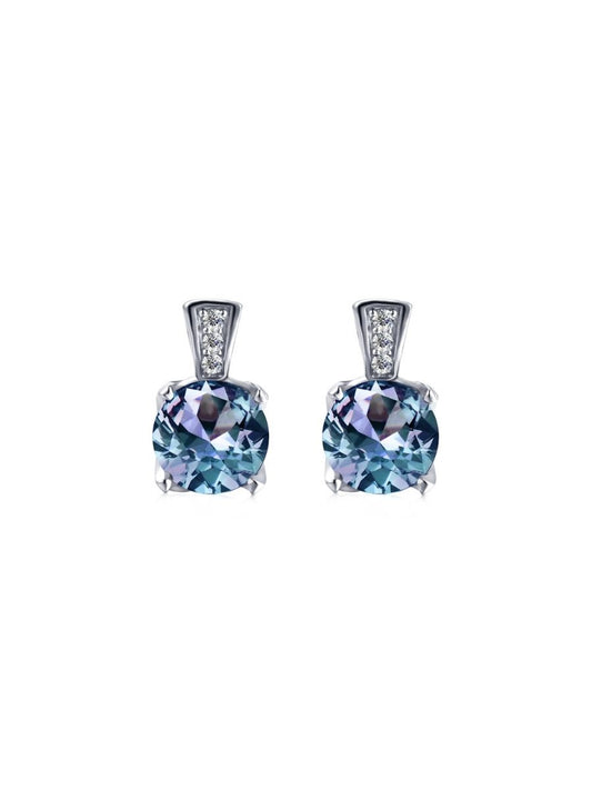 Aretes Nova con Alejandrita en Plata 925 y Baño de Oro Blanco de 18 kt.
