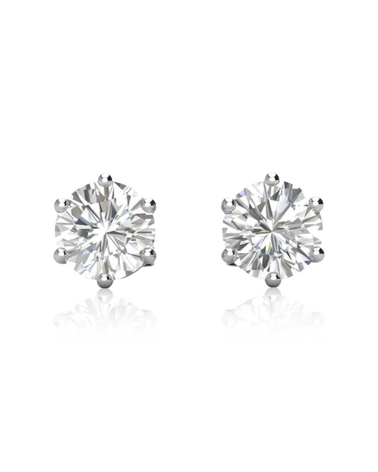 Aretes Diamond Moissanite de 1 Ct. En Plata 925 y Baño de Oro Blanco de 18 kt.