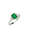 Anillo Trinidad con Esmeralda en Plata 925 y Baño de Oro Blanco de 18 kt.