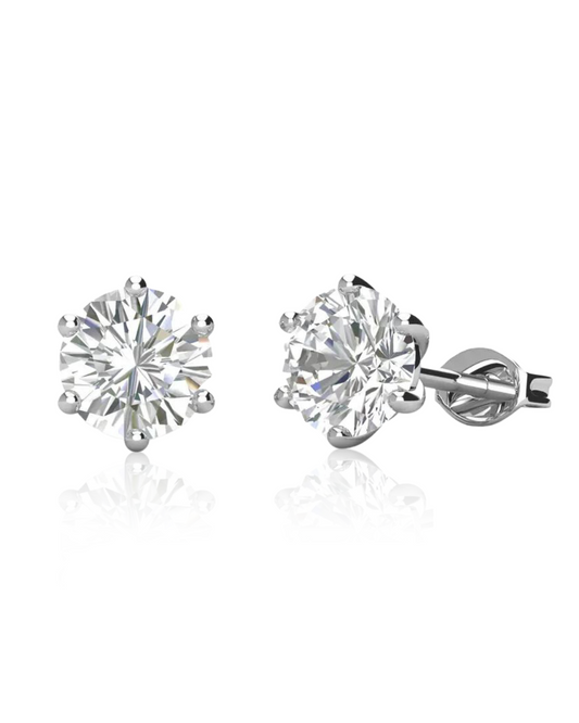 Aretes Diamond Moissanite de 1 Ct. En Plata 925 y Baño de Oro Blanco de 18 kt.