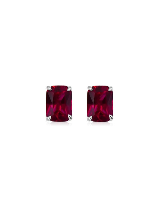 Aretes Antares con Rubi en Plata 925 y Baño de Oro Blanco de 18 Kt.