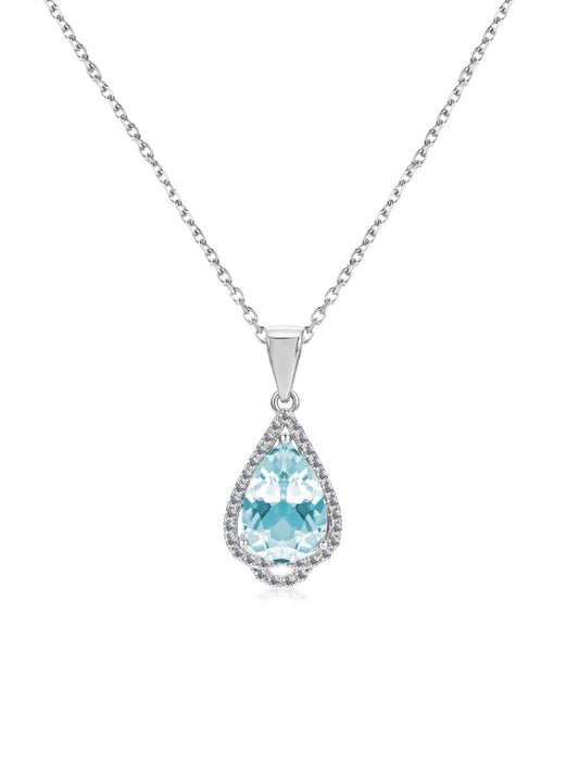 Collar Lluvia de Luz con Topacio Sky Blue en Plata 925 y Baño de Oro Blanco de 18 kt.