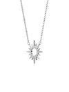Collar Sol con Diamante Moissanite en Plata 925 y Baño de Oro Blanco de 18 kt.
