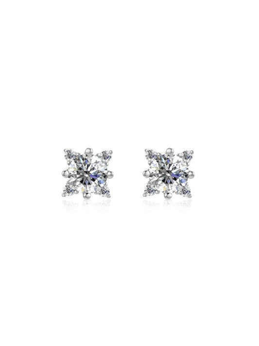 Aretes Celestiales con Diamond Moissanite en Plata 925 y Baño de Oro Blanco de 18 kt.