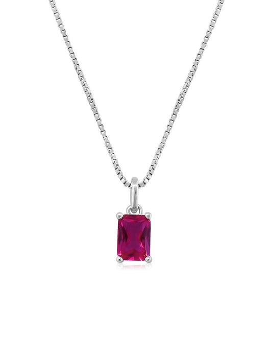 Collar Antares con Rubi en Plata 925 y Baño de Oro Blanco de 18 kt.