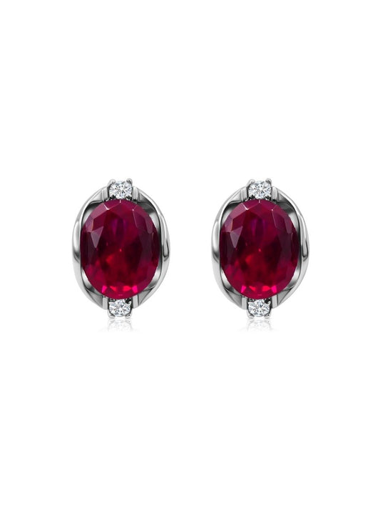 Aretes Nebula con Rubi en Plata 925 y Baño de Oro Blanco de 18 kt.