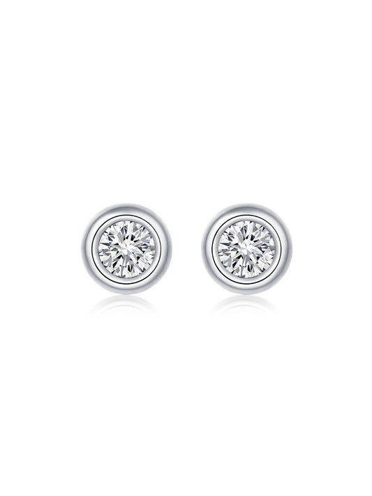 Aretes Auri con Diamantes Moissanite en Plata 925 y Baño de Oro Blanco de 18 kt.