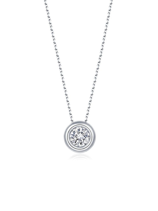 Collar Auri con Diamante Moissanite en Plata 925 y Baño de Oro Blanco de 18 kt.