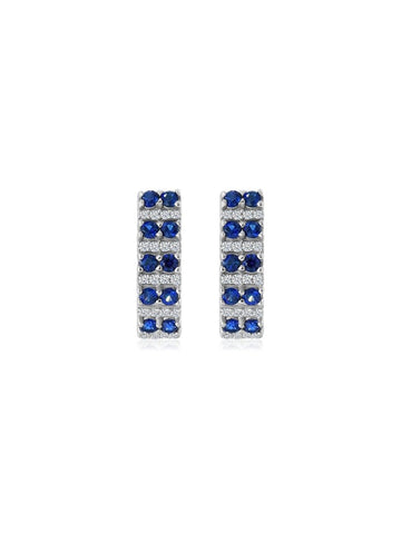 Aretes Asteria con Zafiro Azul en Plata 925 y Baño de oro blanco de 18 kt.
