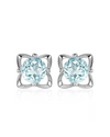 Aretes Estrella con Topacio Sky Blue en Plata 925 y Baño de Oro Blanco de 18 kt.