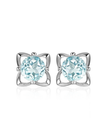 Aretes Estrella con Topacio Sky Blue en Plata 925 y Baño de Oro Blanco de 18 kt.