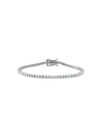 Brazalete Tennis 2mm con Diamante Moissanite en Plata 925 y Baño de Oro Blanco de 18 kt.