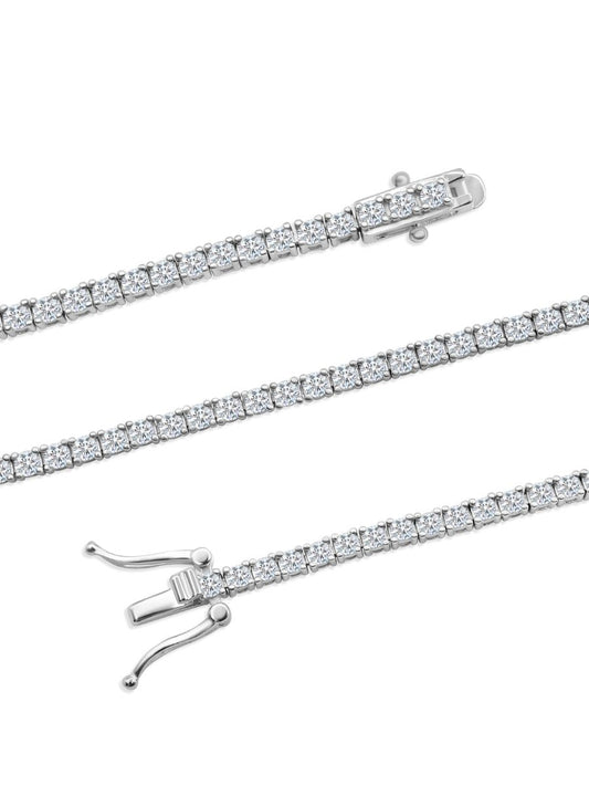 Brazalete Tennis 2mm con Diamante Moissanite en Plata 925 y Baño de Oro Blanco de 18 kt