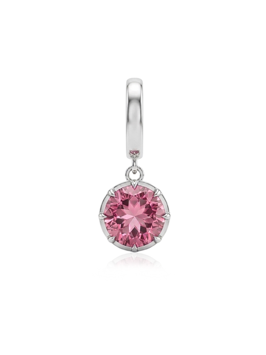 Charm Octubre Turmalina Rosa en Plata 925 y Oro de 18 kt