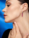 Aretes Corazones con Rubi en Plata 925 y Baño de Oro Blanco de 18kt.