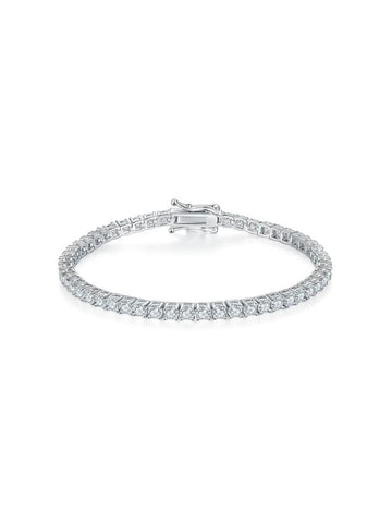 Brazalete Tennis 3mm con Diamante Moissanite en Plata 925 y Baño de Oro Blanco de 18 kt.