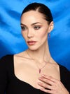 Aretes Corazones con Rubi en Plata 925 y Baño de Oro Blanco de 18kt.