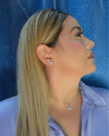 Aretes Estrella con Topacio Sky Blue en Plata 925 y Baño de Oro Blanco de 18 kt.