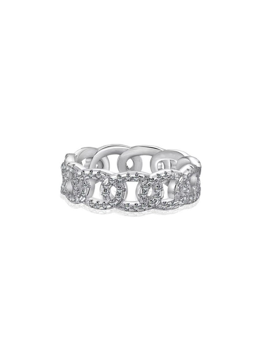 Anillo Órbita con Zirconia en Plata 925 y Baño de Oro Blanco de 18 kt.