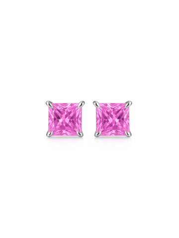 Aretes Zafiro Rosa en Plata 925 con Baño de Oro Blanco de 18 kt Grace