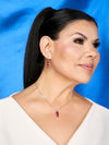 Aretes Corazones con Rubi en Plata 925 y Baño de Oro Blanco de 18kt.