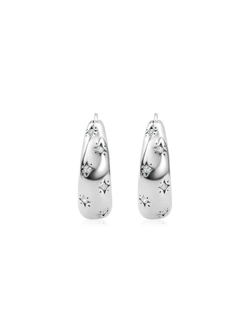 Arracadas Firmamento con Zirconia 5A en Plata 925 y Baño de Oro Blanco de 18 kt.