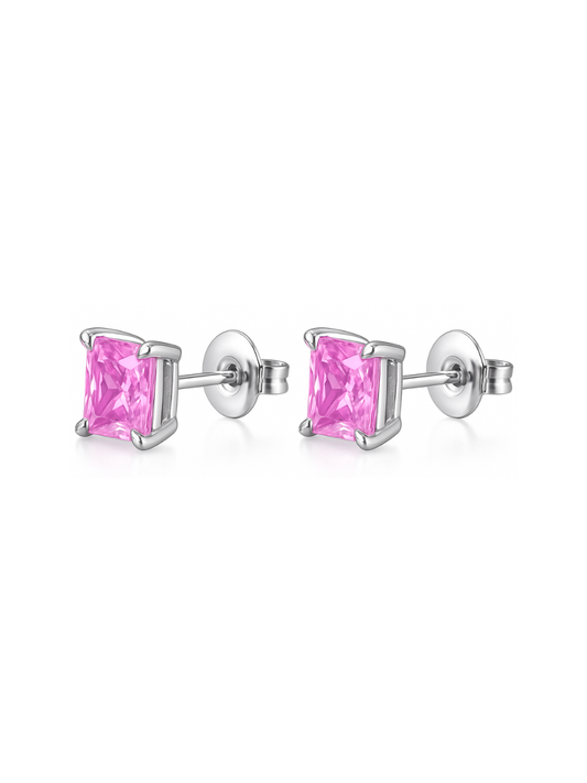 Aretes Zafiro Rosa en Plata 925 con Baño de Oro Blanco de 18 kt Grace