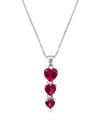 Collar Corazones con Rubi en Plata 925 y Baño de Oro Blanco de 18 kt.