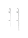 Aretes Lluvia de Estrellas con  Diamante Moissanite en Plata 925 y Baño de Oro Blanco de 18 kt.