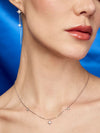 Aretes Lluvia de Estrellas con  Diamante Moissanite en Plata 925 y Baño de Oro Blanco de 18 kt.