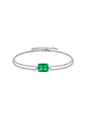 Pulsera Estelar con Esmeralda en Plata 925 y Baño de Oro Blanco de 18 kt.