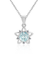 Collar Estrella con Topacio Sky Blue en Plata 925 y Baño de Oro Blanco de 18 kt.