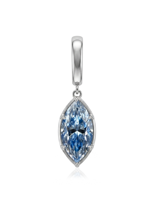Charm Marquise Blue Moissanite en Plata 925 y Oro de 18kt