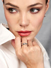 Anillo Firmamento con Diamantes Moissanite en Plata 925 y Baño de Oro Blanco de 18 kt.