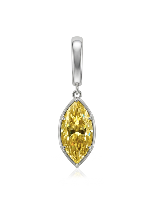 Charm Marquise Yellow Moissanite en Plata 925 y Oro de 18kt