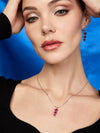 Collar Corazones con Rubi en Plata 925 y Baño de Oro Blanco de 18 kt.