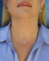 Collar Estrella con Topacio Sky Blue en Plata 925 y Baño de Oro Blanco de 18 kt.