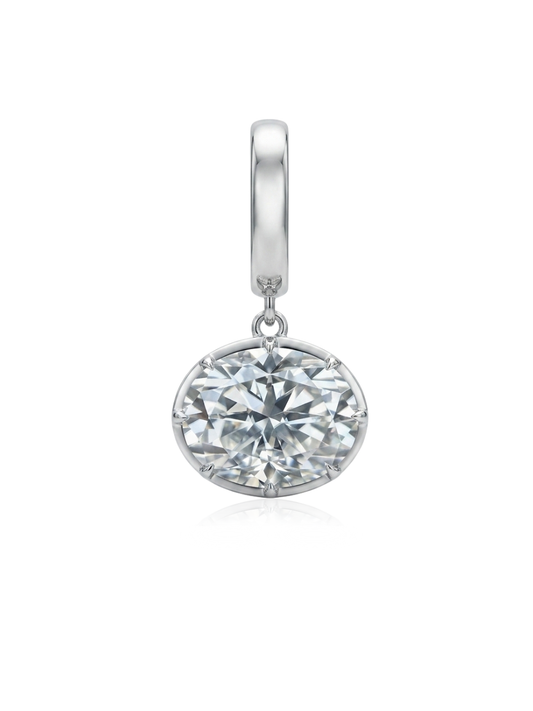 Charm Oval Moissanite en Plata 925 y Oro de 18kt