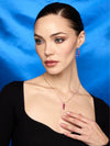Collar Corazones con Rubi en Plata 925 y Baño de Oro Blanco de 18 kt.