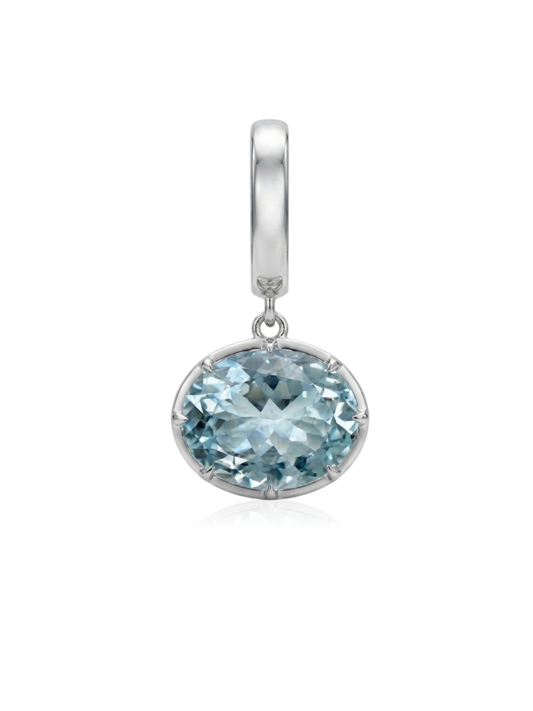 Charm Oval Aguamarina en Plata 925 y Oro de 18kt