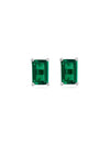 Aretes Astro con Esmeralda en Plata 925 y Baño de Oro Blanco de 18 kt.