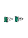 Aretes Astro con Esmeralda en Plata 925 y Baño de Oro Blanco de 18 kt.